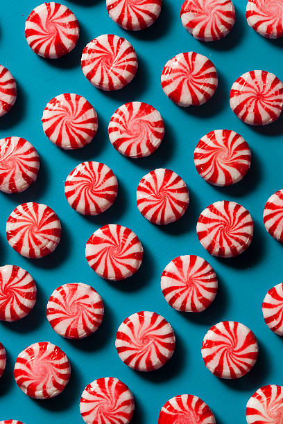 istock Sweet Red and White Peppermint Candy 525106833