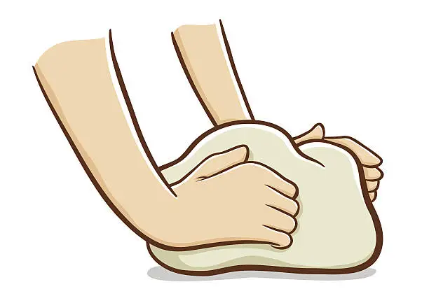 Vector illustration of Hands kneading dough