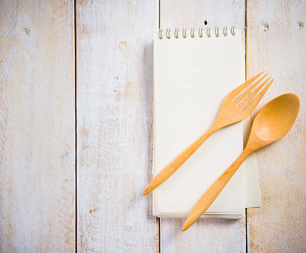 istock blank recipe book with wooden spoon 525110239