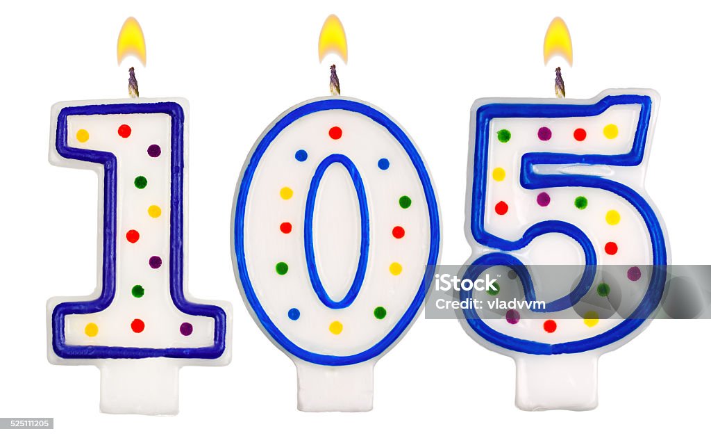 candles number one hundred five isolated on white background Africa Stock Photo