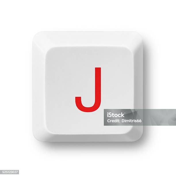 Letter J On A Computer Key Isolated On White Stock Photo - Download Image Now - Alphabet, Capital Letter, Clipping Path