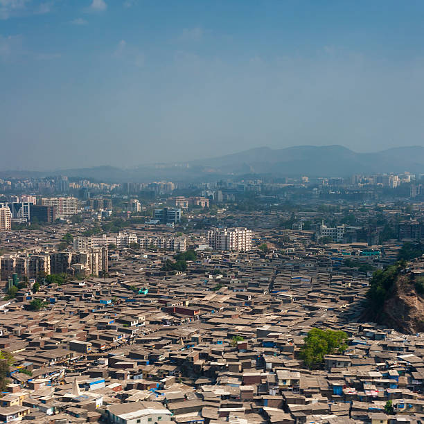 Aerial view of Mumbai slums stock photo