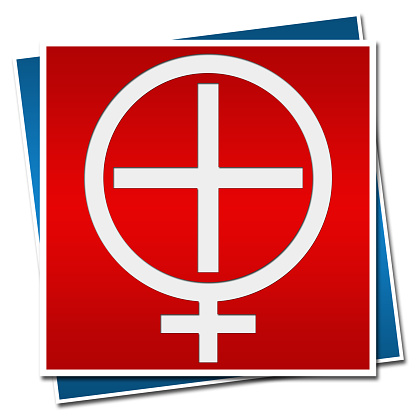 Womens Health Symbol in white with Medical Cross and Male symbol.
