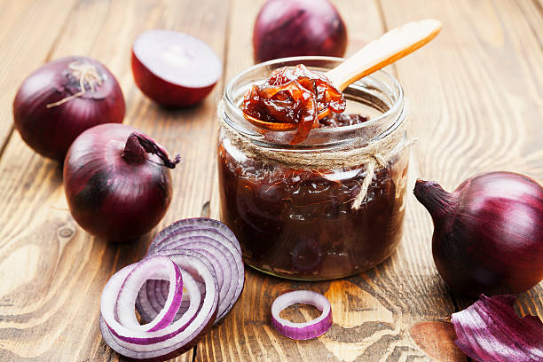Onion jam stock photo