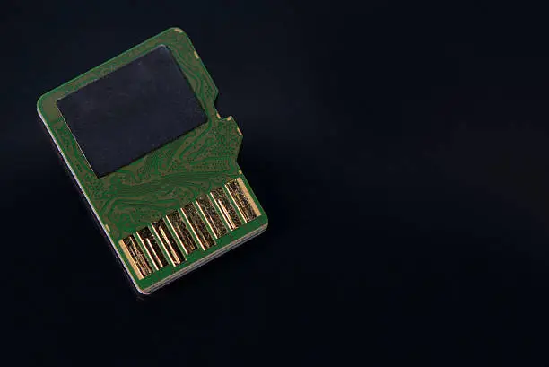 Micro SD -memorycard on black underlay