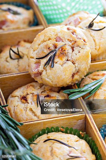 Savory Muffins With Herbs Tomatoes And Ham Stock Photo - Download Image Now - Appetizer, Backgrounds, Bacon