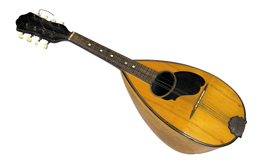 Old mandolin isolated on white background.