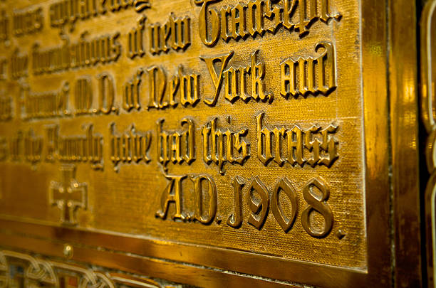 istock brass plaque with heraldic written in high relief 525143661