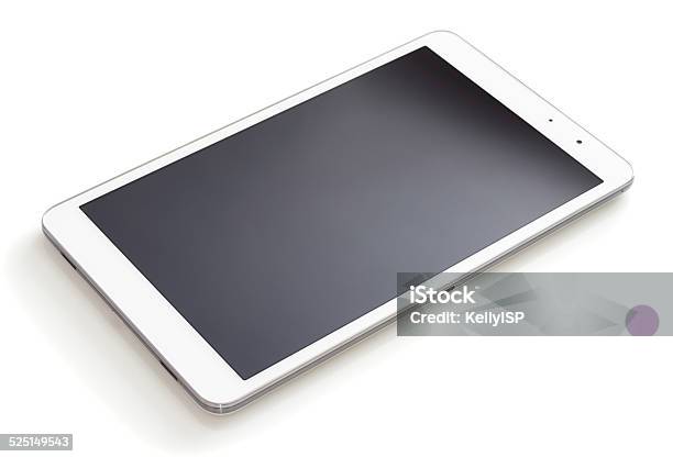 Digital Tablet Lying On A White Table Stock Photo - Download Image Now - Digital Tablet, White Background, Cut Out
