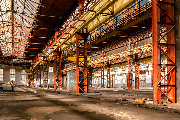 istock Electricity distribution hall in metal industry 525152753