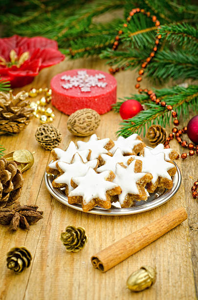 Christmas cookies with decoration stock photo