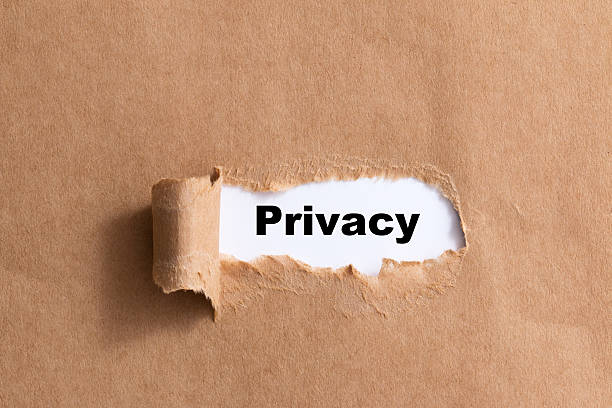 istock ripped paper isolated background with word privacy 525154977