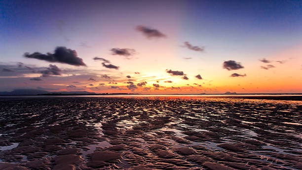 istock Colorful sunset during low tide the beach. 525174839