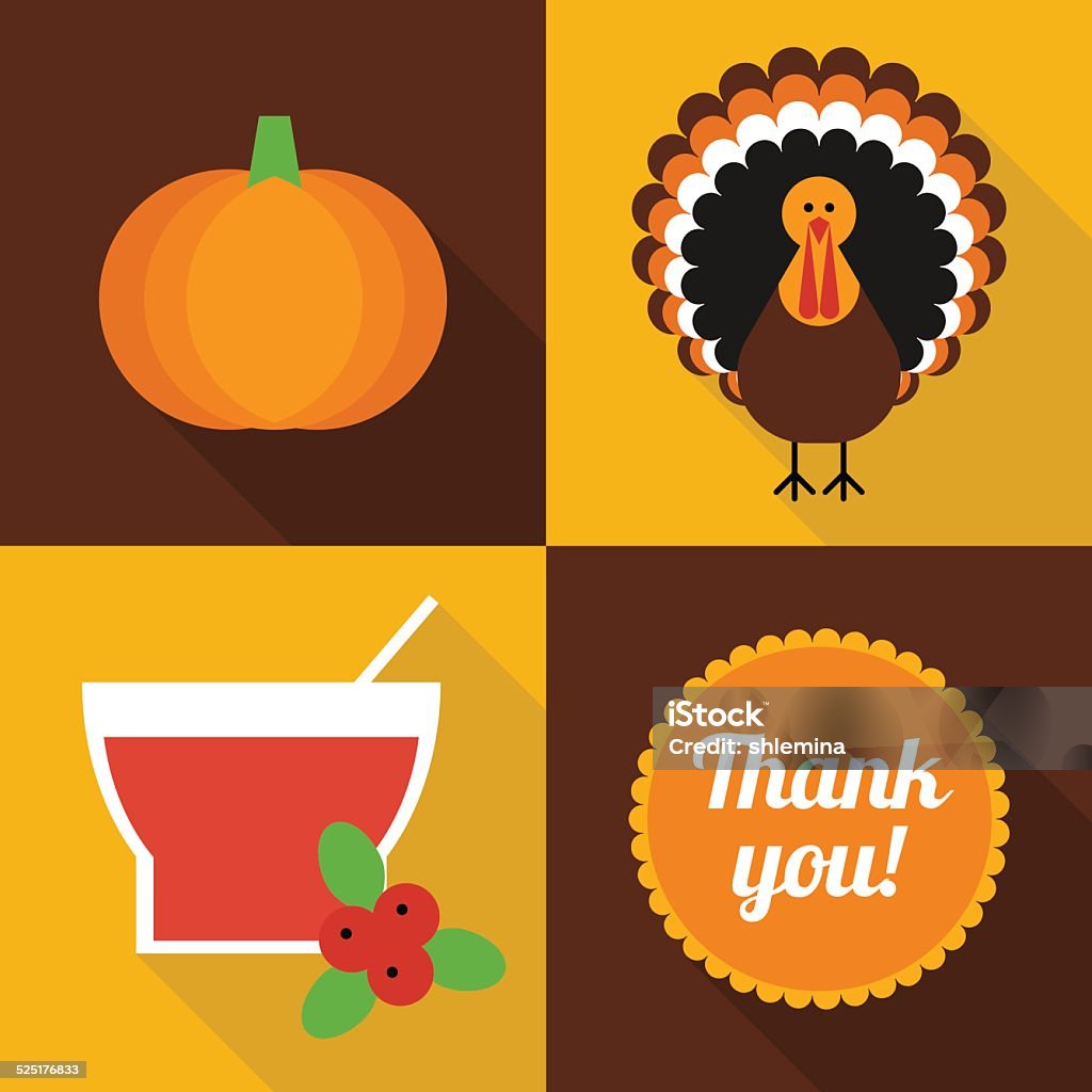 Thanksgiving icons Thanksgiving icons in flat style Flat Design stock vector