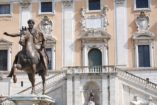 Bronze Horse Statue of the Roman Emperor Marcus Aurelius on the Capitol Hill