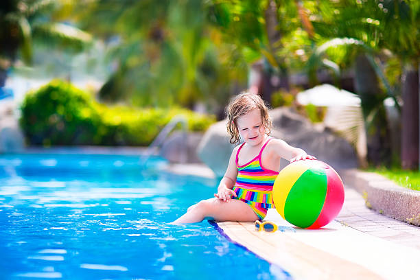 istock Little girl in a swimming pool 525179253