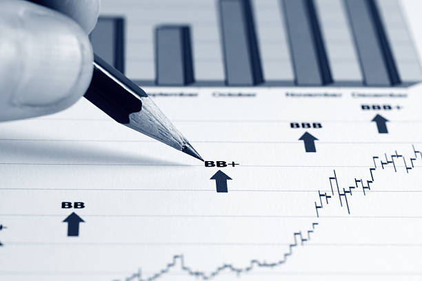 istock Stock market graphs and charts analysis 525179981