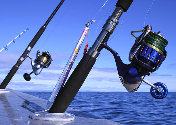 istock Fishing Reels and Rods on Boat Close Up 525180209