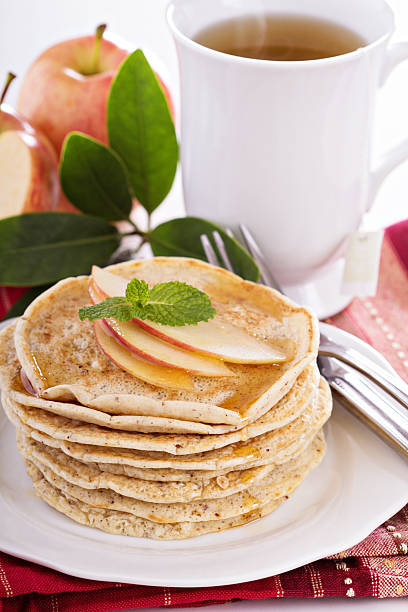 istock Stack of vegan pancakes with almond milk 525180213