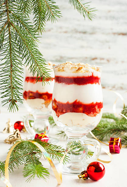 istock Layered strawberry dessert with cream. 525194725