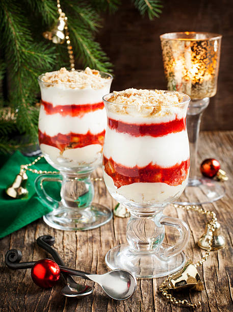 istock Layered strawberry dessert with cream. 525194729