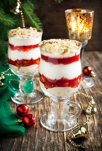 istock Layered strawberry dessert with cream. 525194731
