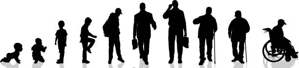 vektor-silhouette der mann. - senior adult silhouette senior men people stock-grafiken, -clipart, -cartoons und -symbole