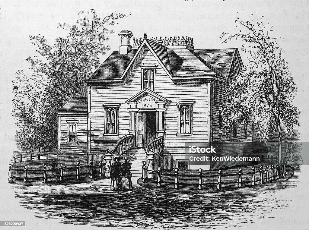 Ilustración de La Biblioteca Old Saybrook Acton y más Vectores Libres