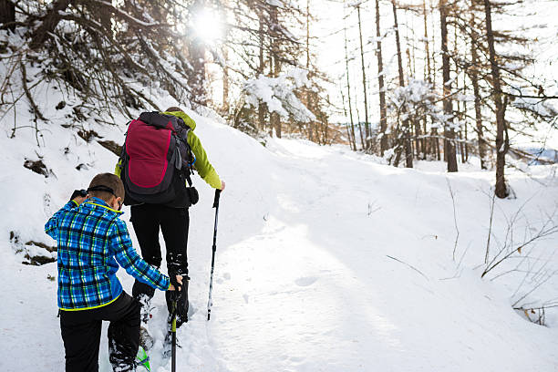 istock Mother and Son Snowshoeing 525204719