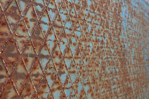 rusted metal grid plate stock photo