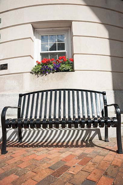 istock Seat outside building, Bath, Maine. 525204855