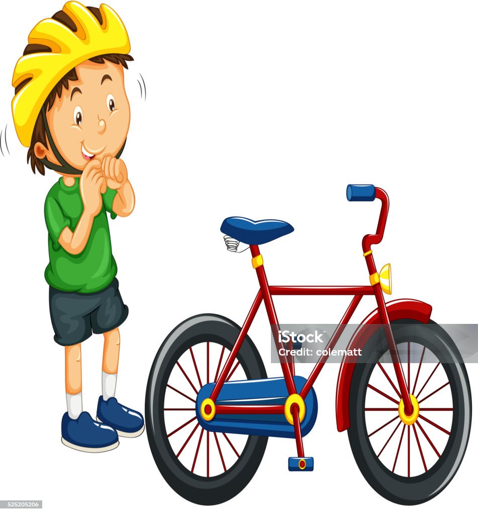 Cậu Bé Đội Mũ Bảo Hiểm Trước Khi Đi Xe Đạp Hình minh họa Sẵn có ...