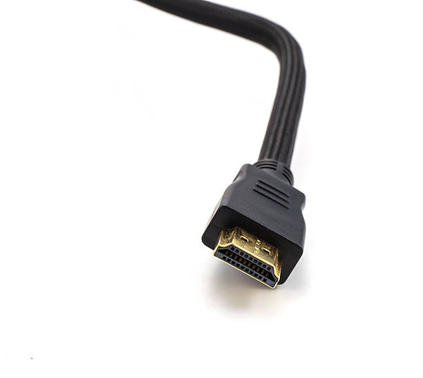 istock Close up HDMI cable isolated on a white background 525205957