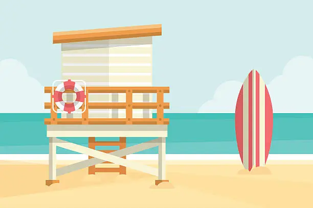 Vector illustration of Lifeguard Tower