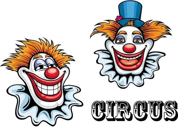 Vector illustration of Circus cartoon clowns characters