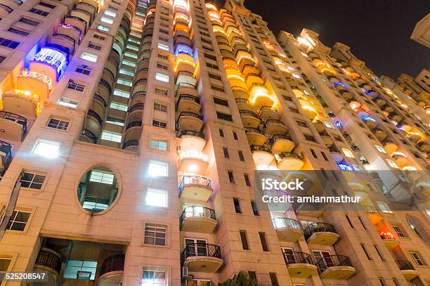 Apartments In Gurgaon At Night Stock Photo - Download Image Now - City, Diwali, India