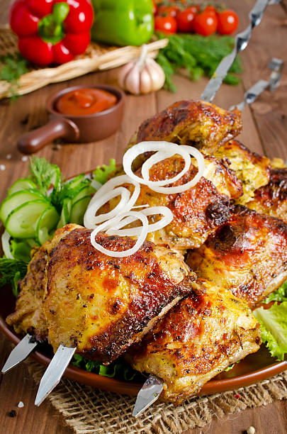 istock Grilled of chicken thighs on skewers 525208880