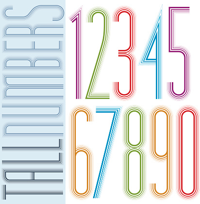 Numbers Large Color Poster Tall Colorful Striped Numbers On White Background Stock ...
