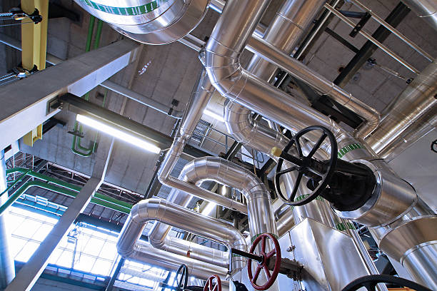 istock Industrial zone, Steel pipelines, valves and pumps 525210162