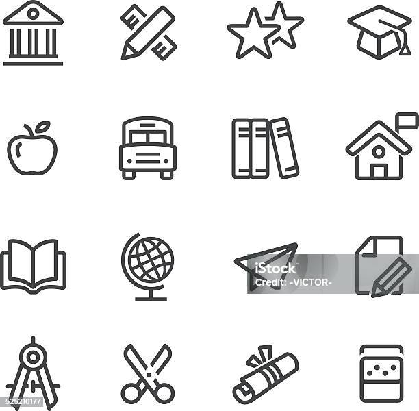 Education Icon Line Series Stock Illustration - Download Image Now - Icon Symbol, Paper Airplane, School Building