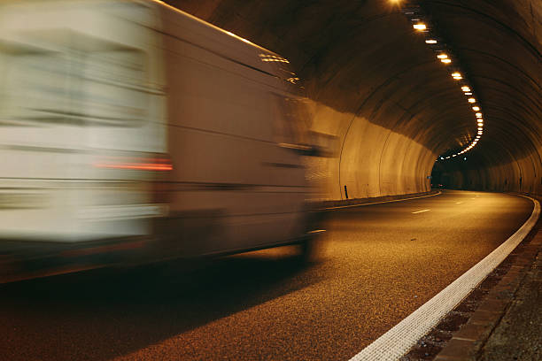 istock White truck in a tunnel 525210776