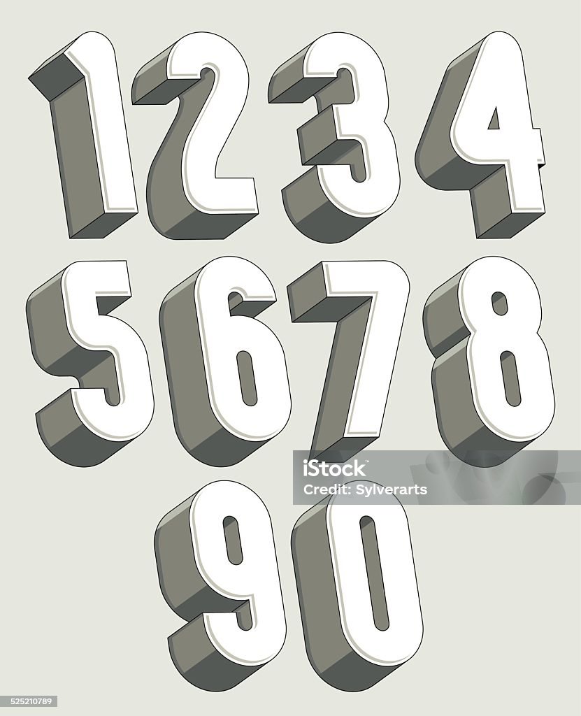 3d Numerals Math 3d Numbers Set Stock Illustration - Download Image Now - Abstract ...