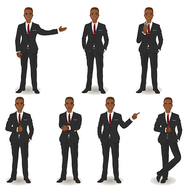 African American Business Men African American Business Men well dressed man standing stock illustrations