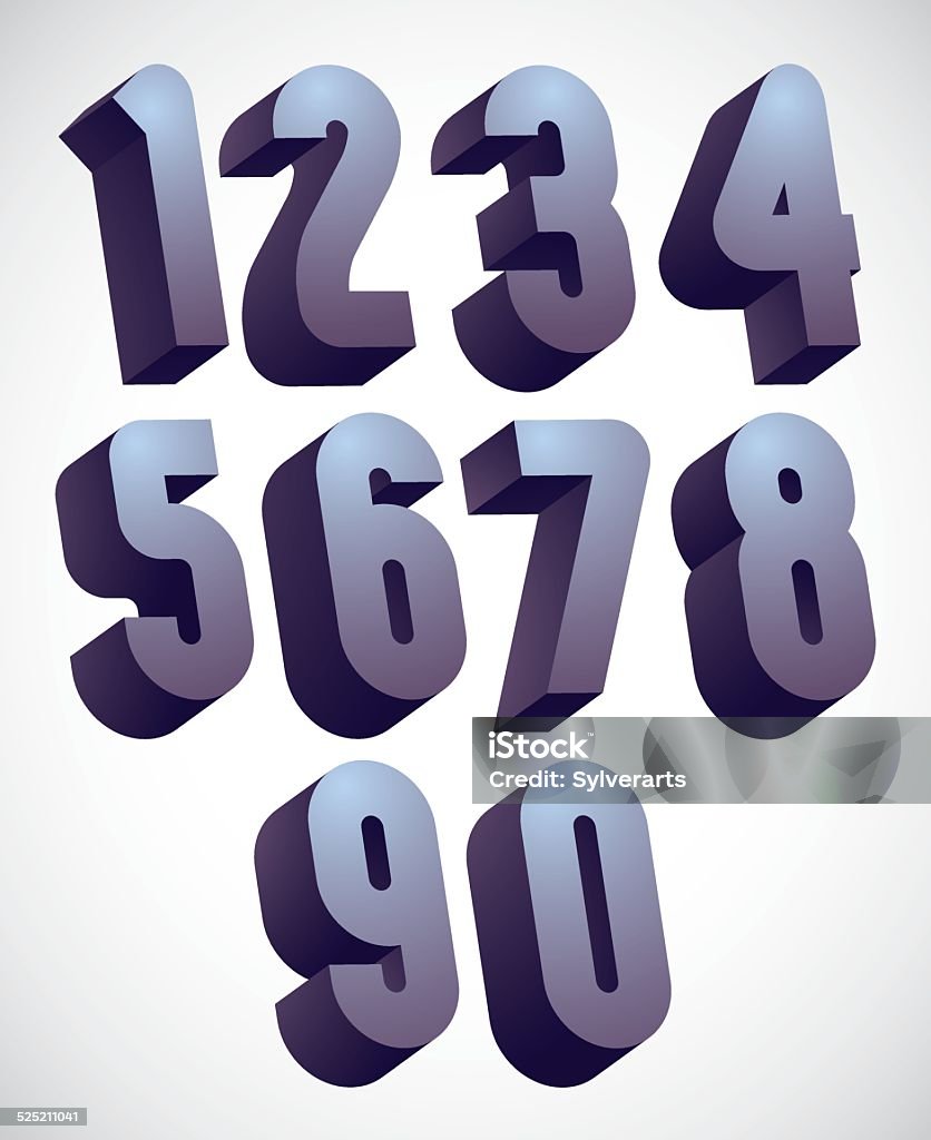 3d Numerals Math 3d Numbers Set Stock Illustration - Download Image Now - Abstract ...