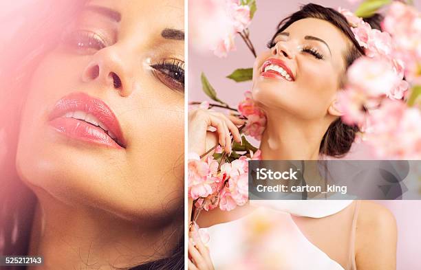 Two Shots Of The Beautiful Brunette Lady Stock Photo - Download Image Now - Adult, Beautiful People, Beauty