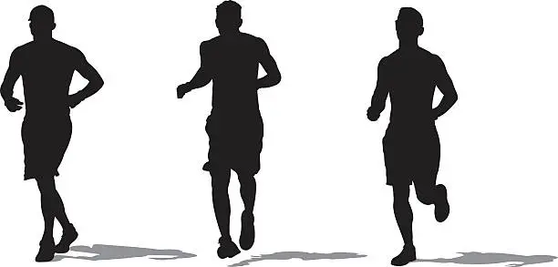 Vector illustration of Jogging Men Silhouettes