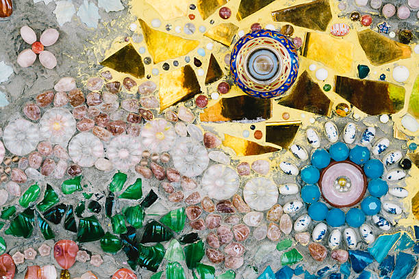 istock Colorful glass mosaic art and abstract wall background 525215748