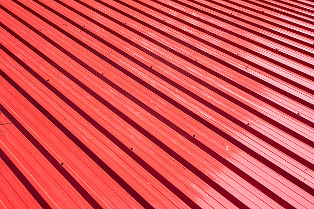 istock Red metal sheet for industrial building and construction. 525217780