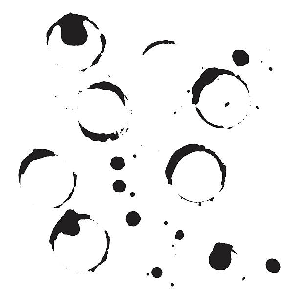 illustrations, cliparts, dessins animés et icônes de abstrait noir et blanc, monochrome encre cercle vecteur isolé - tea stain