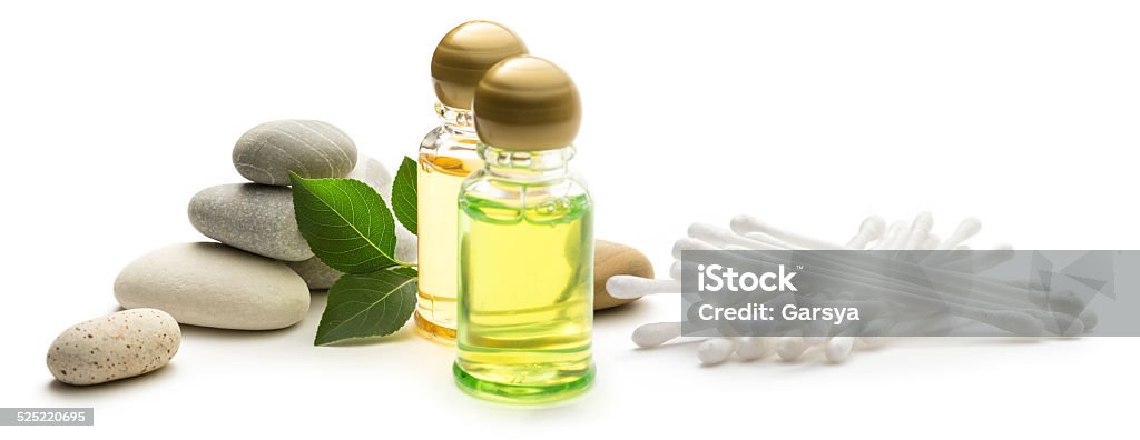 Stones, leaves and shampoo Stones, leaves and shampoo bottles Alternative Therapy Stock Photo